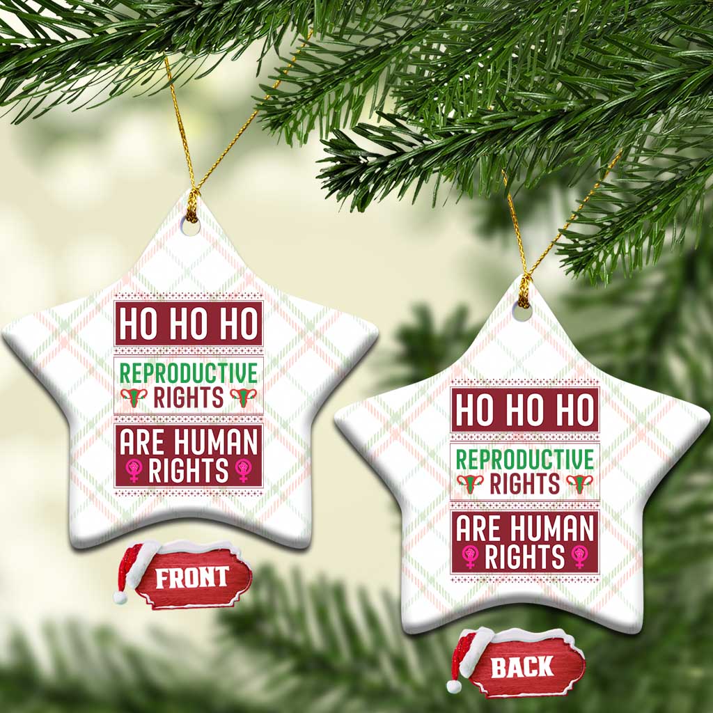 Funny Christmas Feminist Gift Ceramic Ornament Reproductive Rights Are Human Rights - Wonder Print Shop