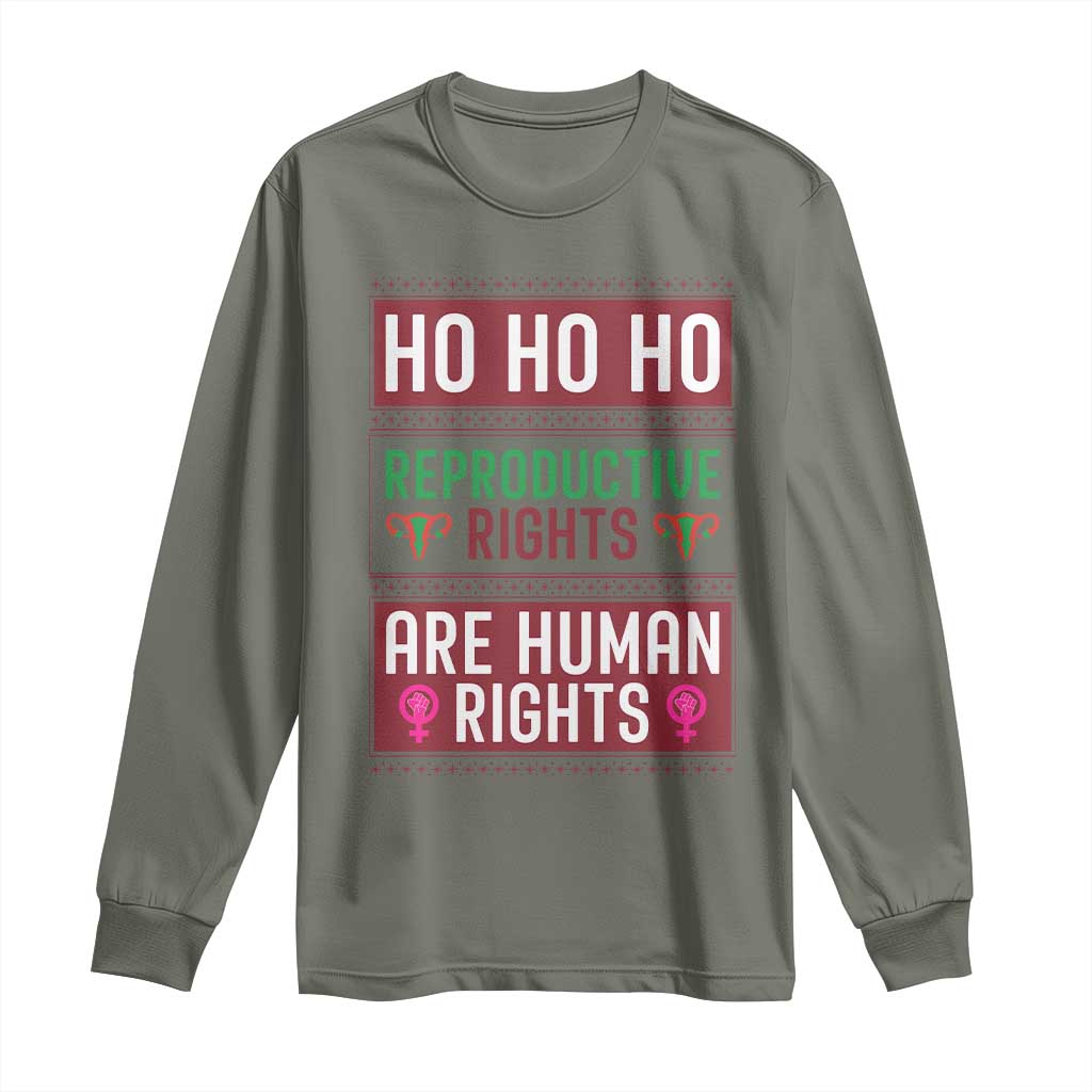 Funny Christmas Feminist Gift Long Sleeve Shirt Reproductive Rights Are Human Rights - Wonder Print Shop
