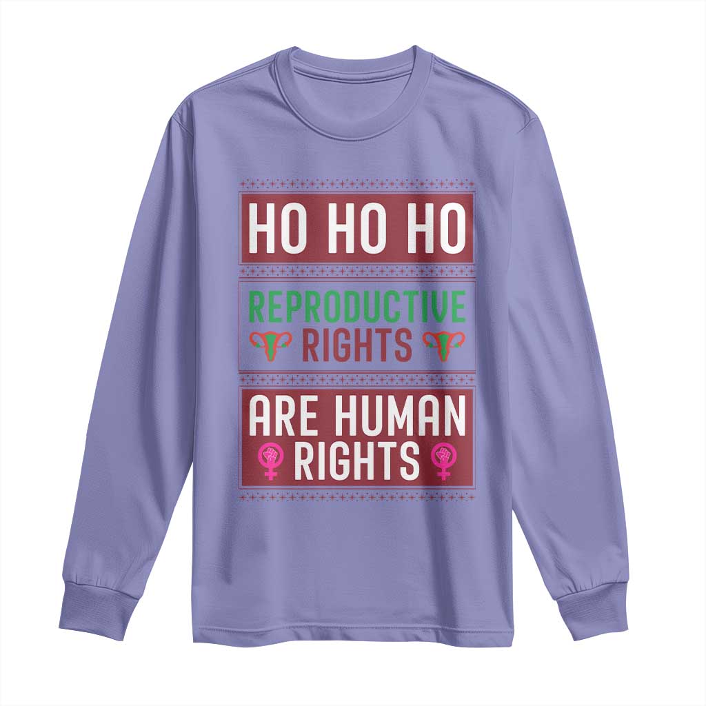 Funny Christmas Feminist Gift Long Sleeve Shirt Reproductive Rights Are Human Rights - Wonder Print Shop