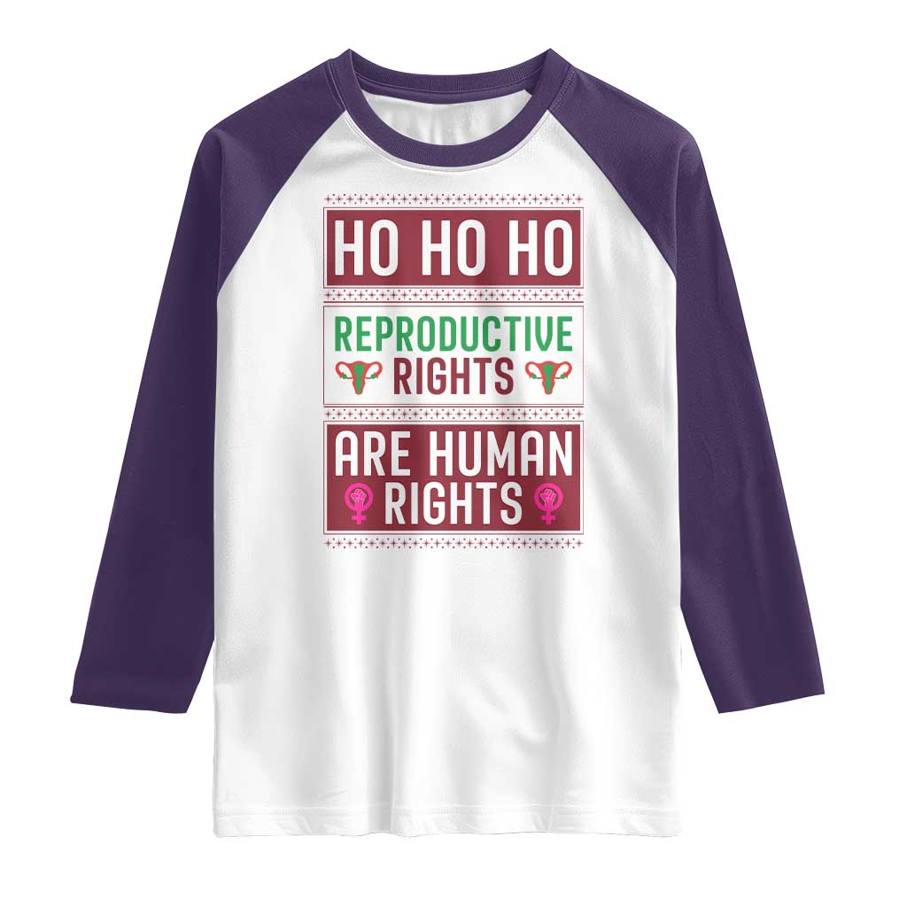 Funny Christmas Feminist Gift Raglan Shirt Reproductive Rights Are Human Rights - Wonder Print Shop