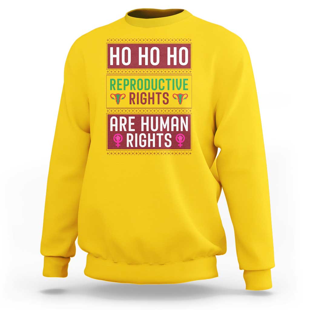 Funny Christmas Feminist Gift Sweatshirt Reproductive Rights Are Human Rights - Wonder Print Shop