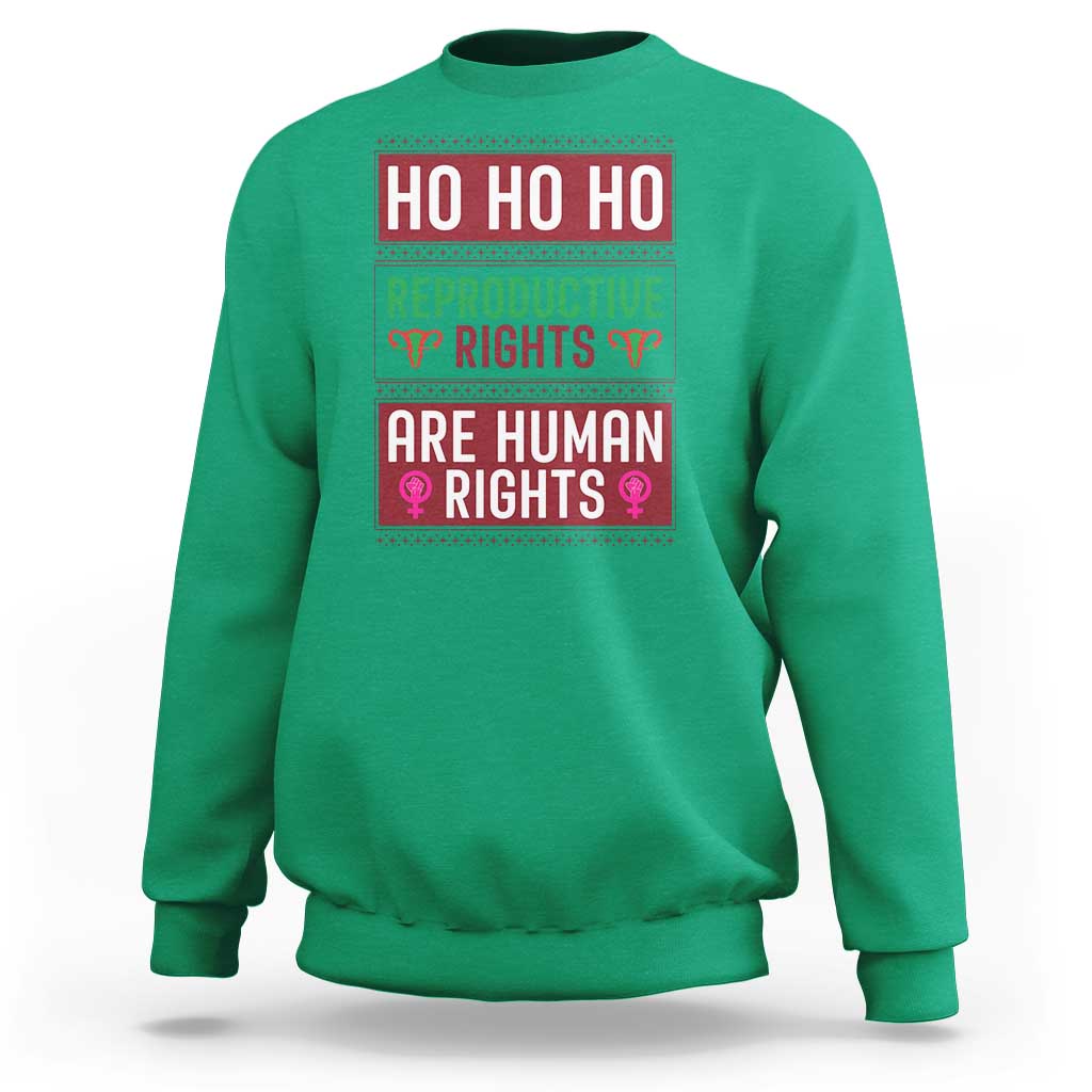Funny Christmas Feminist Gift Sweatshirt Reproductive Rights Are Human Rights - Wonder Print Shop