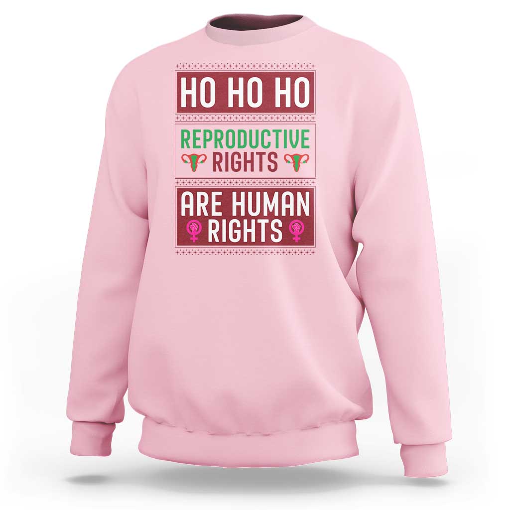 Funny Christmas Feminist Gift Sweatshirt Reproductive Rights Are Human Rights - Wonder Print Shop