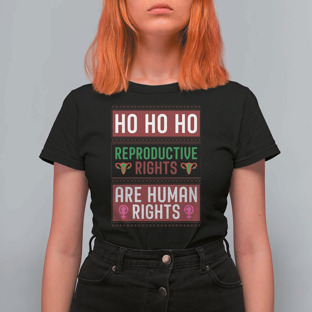 Funny Christmas Feminist Gift T Shirt For Women Reproductive Rights Are Human Rights - Wonder Print Shop