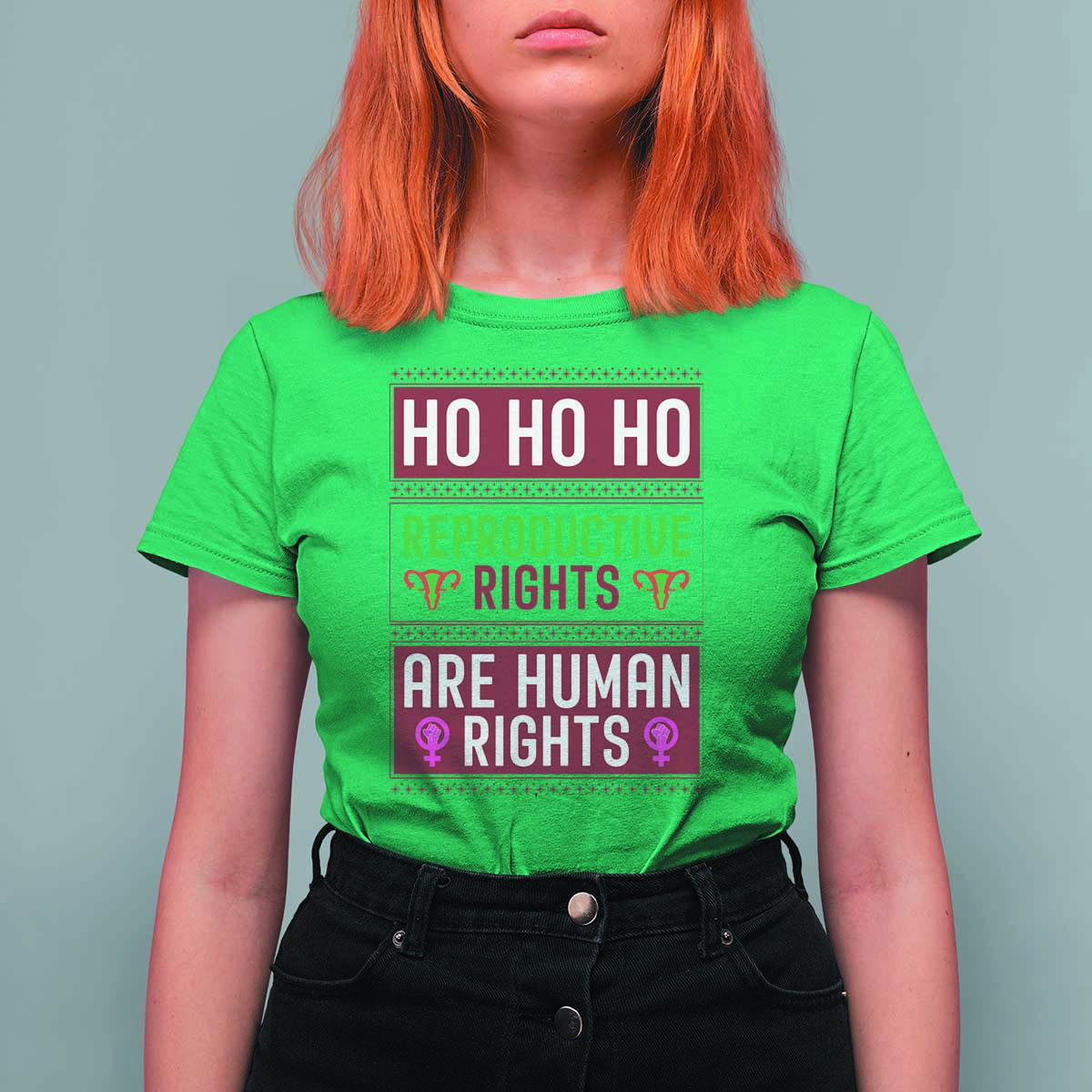 Funny Christmas Feminist Gift T Shirt For Women Reproductive Rights Are Human Rights - Wonder Print Shop
