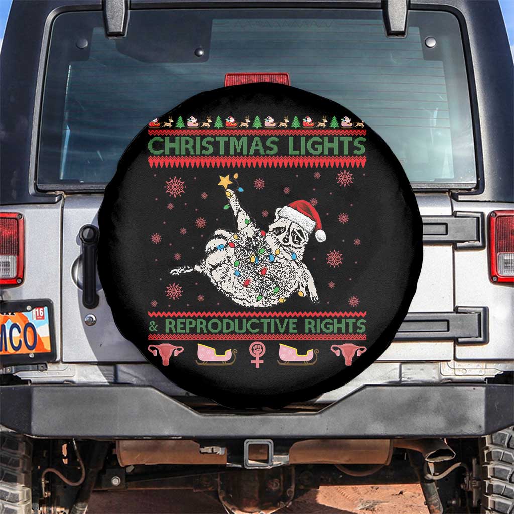 Christmas Lights And Reproductive Rights Ugly Christmas Spare Tire Cover Feminist Raccoon Gift - Wonder Print Shop