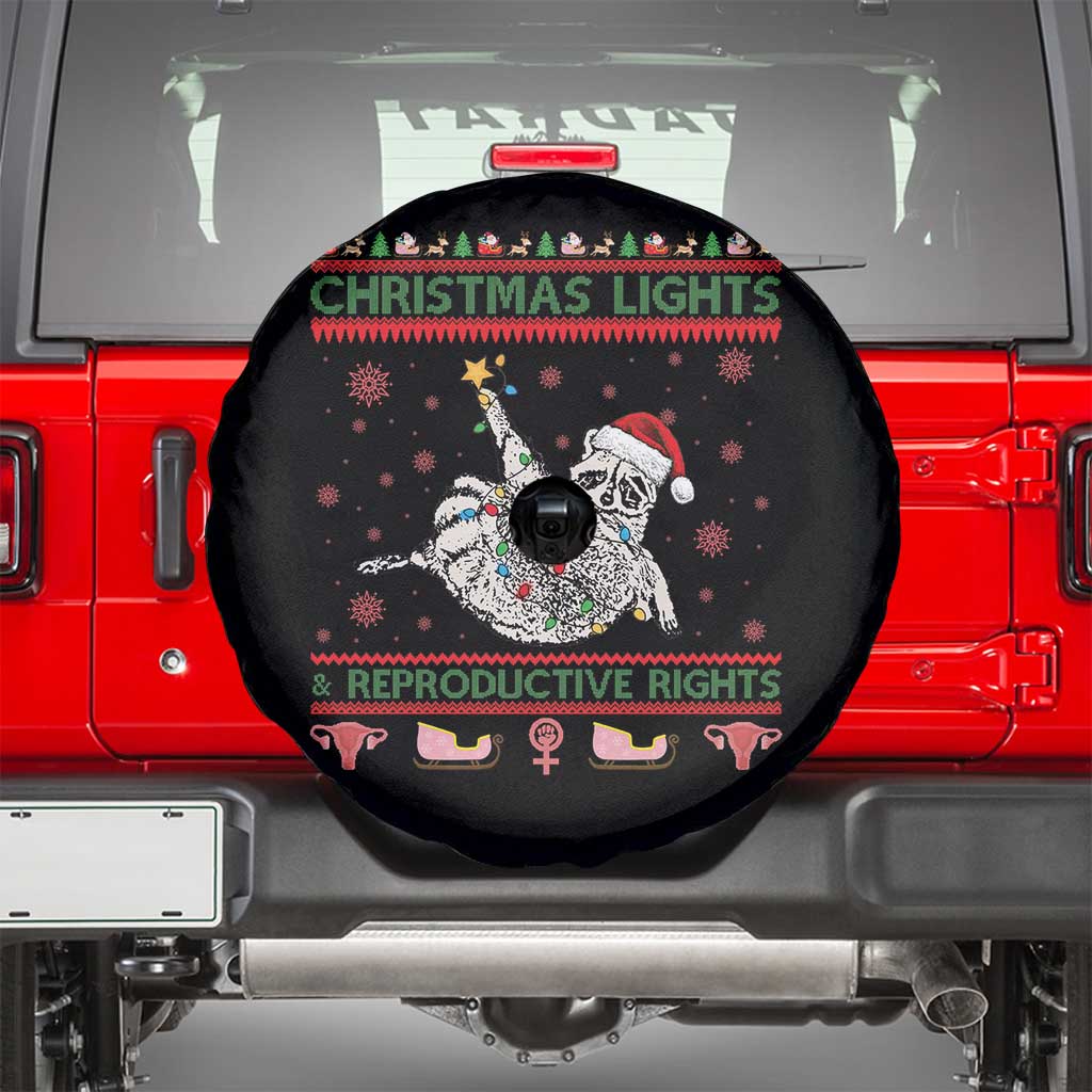 Christmas Lights And Reproductive Rights Ugly Christmas Spare Tire Cover Feminist Raccoon Gift - Wonder Print Shop