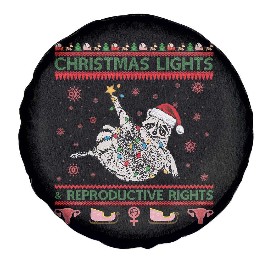 Christmas Lights And Reproductive Rights Ugly Christmas Spare Tire Cover Feminist Raccoon Gift - Wonder Print Shop
