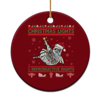 Christmas Lights And Reproductive Rights Ugly Christmas Ceramic Ornament Feminist Raccoon Gift - Wonder Print Shop