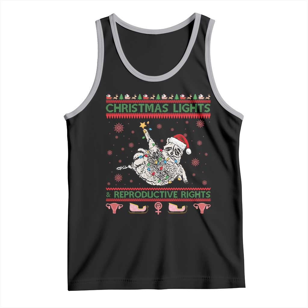Christmas Lights And Reproductive Rights Ugly Christmas Tank Top Feminist Raccoon Gift - Wonder Print Shop