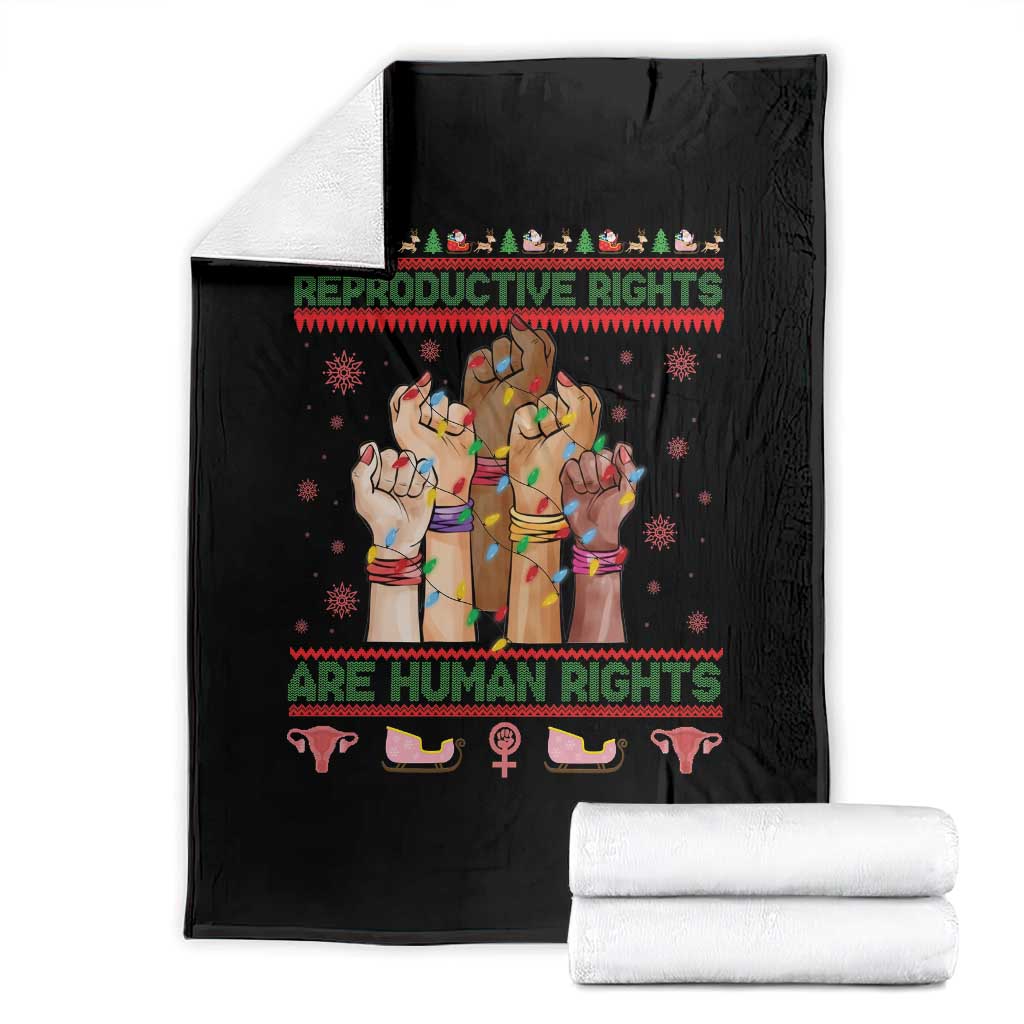 Ugly Christmas Feminist Raccoon Gift Throw Blanket Reproductive Rights Are Human Rights - Wonder Print Shop