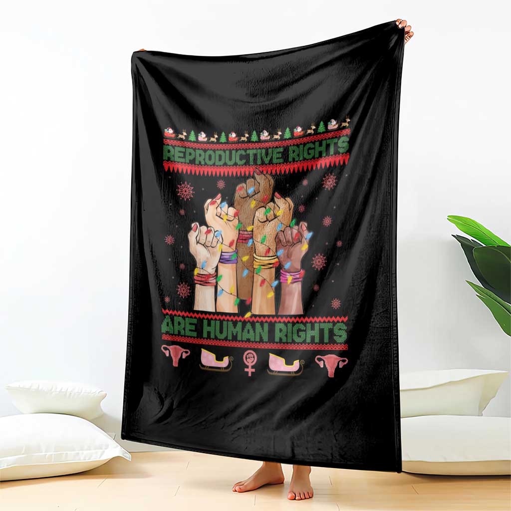 Ugly Christmas Feminist Raccoon Gift Throw Blanket Reproductive Rights Are Human Rights - Wonder Print Shop