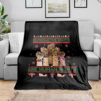Ugly Christmas Feminist Raccoon Gift Throw Blanket Reproductive Rights Are Human Rights - Wonder Print Shop