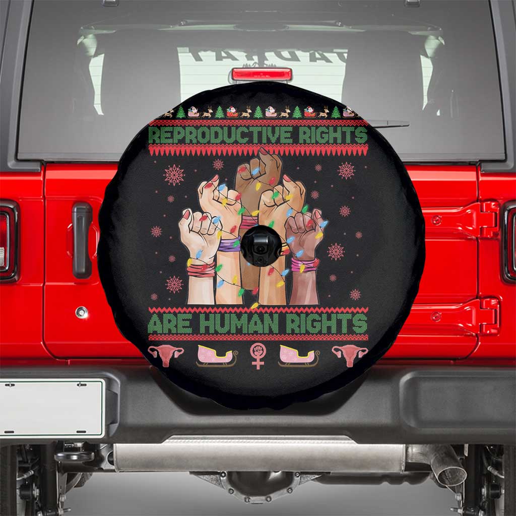 Ugly Christmas Feminist Raccoon Gift Spare Tire Cover Reproductive Rights Are Human Rights - Wonder Print Shop