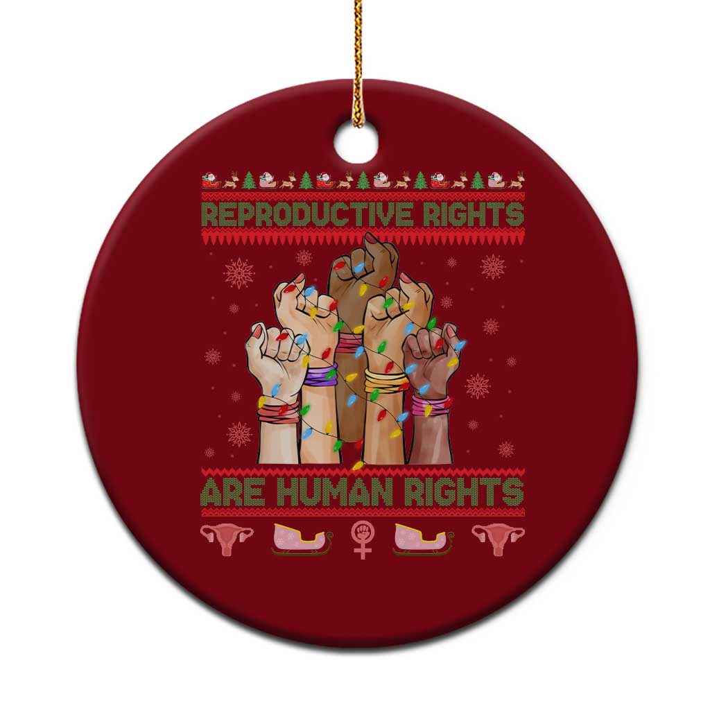 Ugly Christmas Feminist Raccoon Gift Ceramic Ornament Reproductive Rights Are Human Rights - Wonder Print Shop