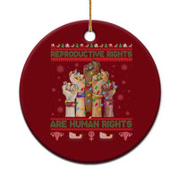 Ugly Christmas Feminist Raccoon Gift Ceramic Ornament Reproductive Rights Are Human Rights - Wonder Print Shop