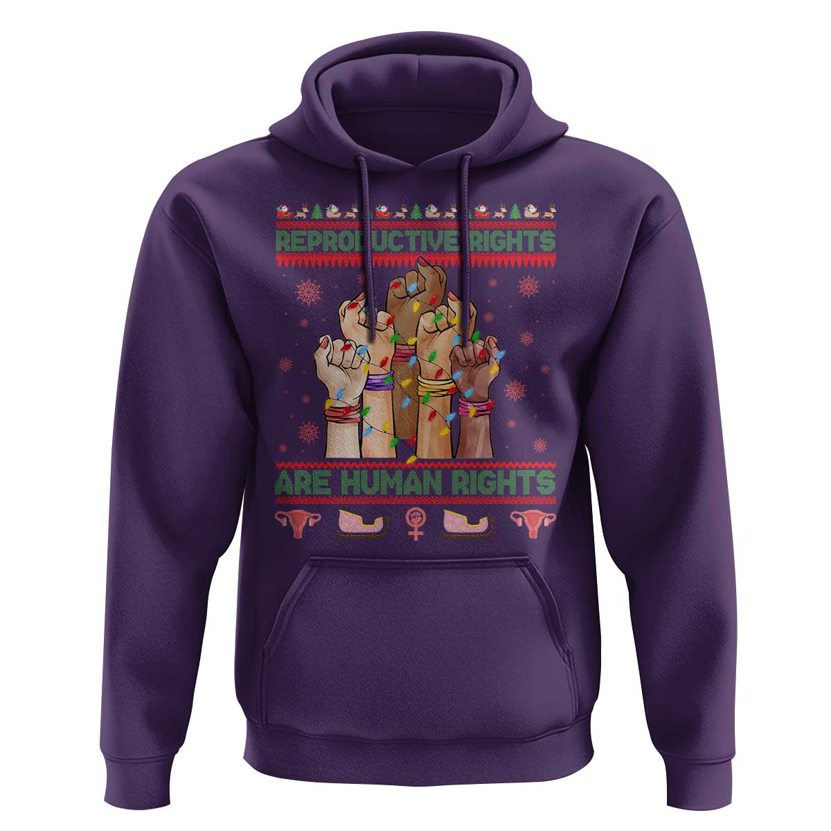 Ugly Christmas Feminist Raccoon Gift Hoodie Reproductive Rights Are Human Rights - Wonder Print Shop