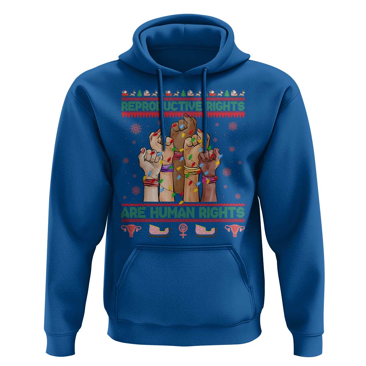 Ugly Christmas Feminist Raccoon Gift Hoodie Reproductive Rights Are Human Rights - Wonder Print Shop