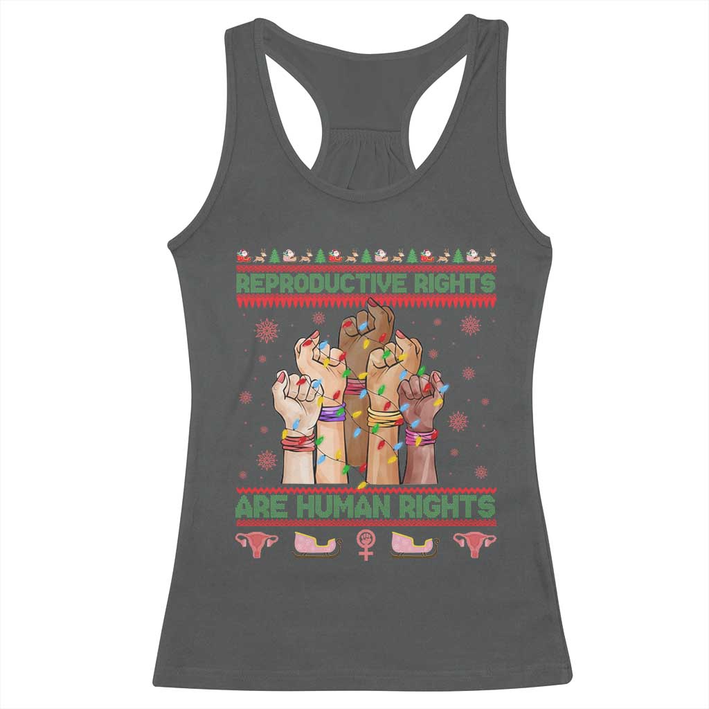Ugly Christmas Feminist Raccoon Gift Racerback Tank Top Reproductive Rights Are Human Rights - Wonder Print Shop