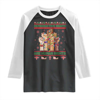 Ugly Christmas Feminist Raccoon Gift Raglan Shirt Reproductive Rights Are Human Rights - Wonder Print Shop