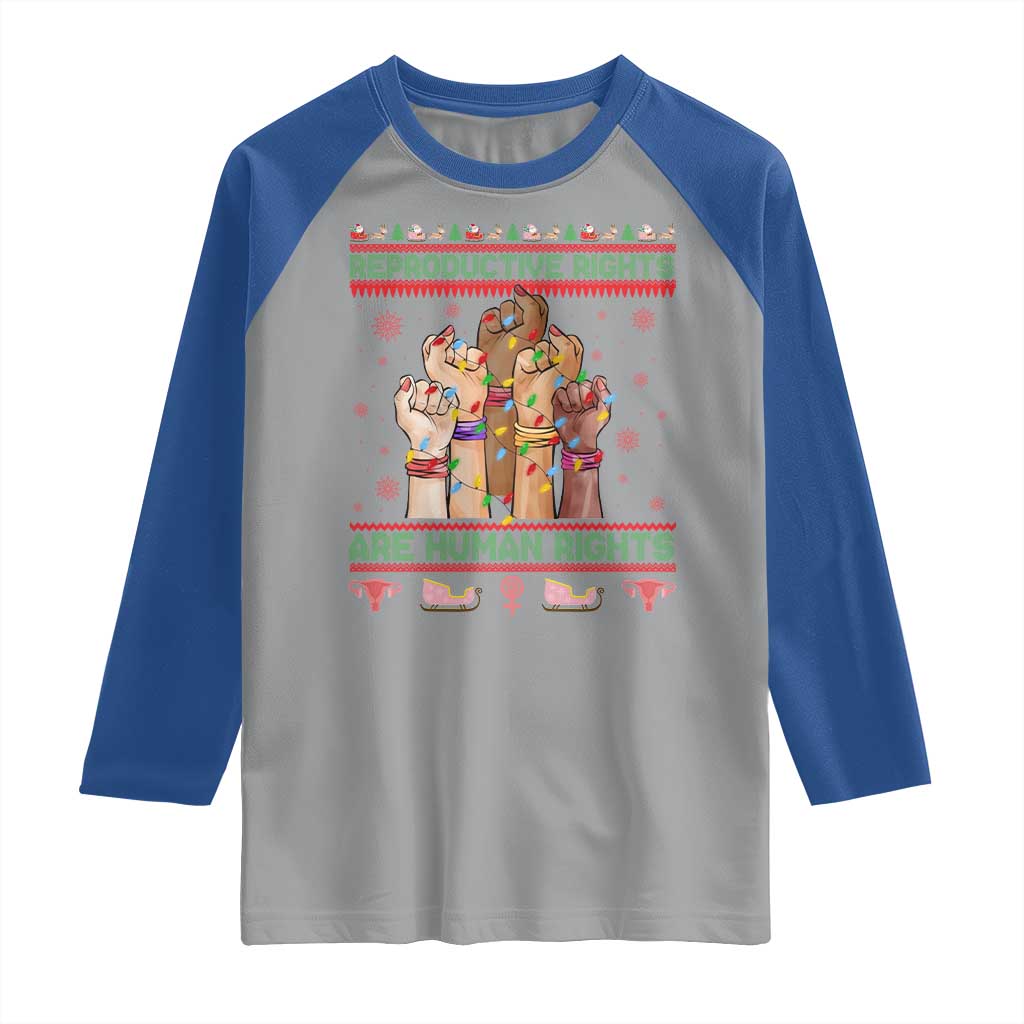Ugly Christmas Feminist Raccoon Gift Raglan Shirt Reproductive Rights Are Human Rights - Wonder Print Shop