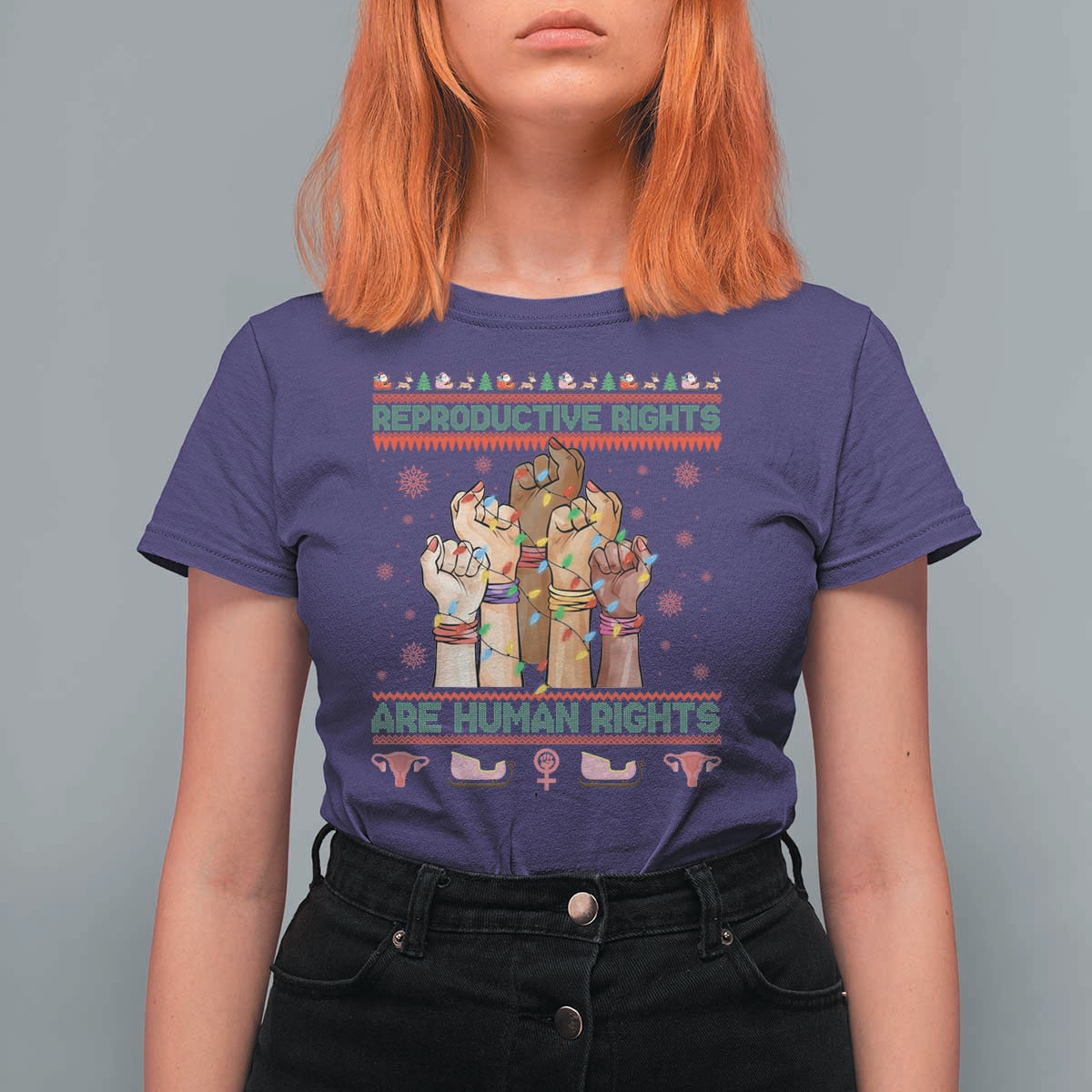 Ugly Christmas Feminist Raccoon Gift T Shirt For Women Reproductive Rights Are Human Rights - Wonder Print Shop