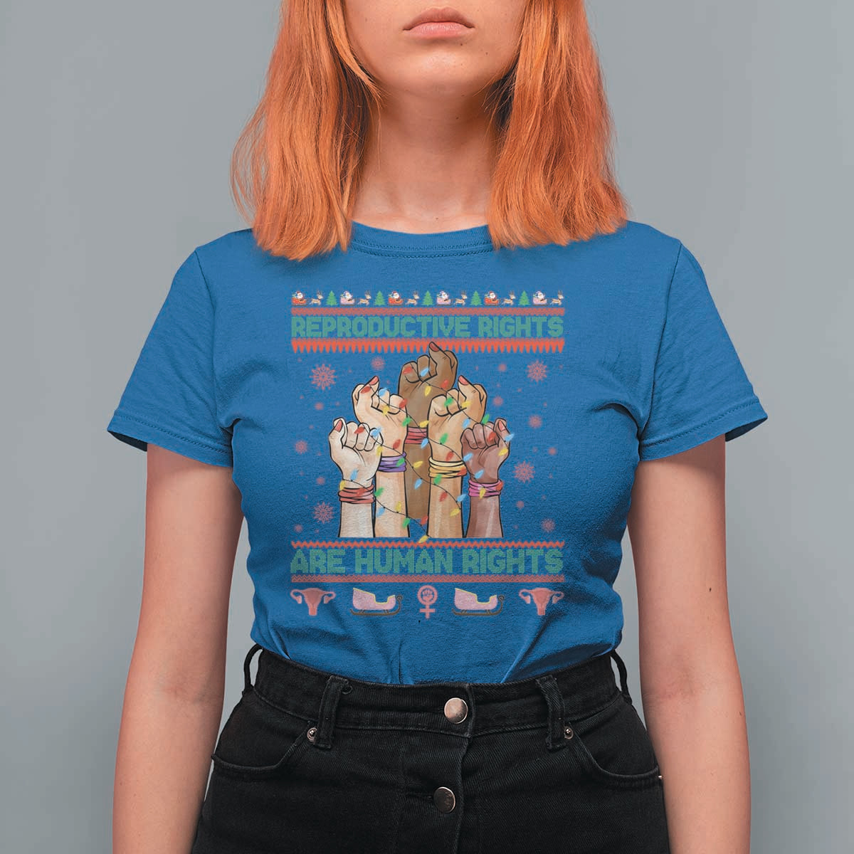 Ugly Christmas Feminist Raccoon Gift T Shirt For Women Reproductive Rights Are Human Rights - Wonder Print Shop