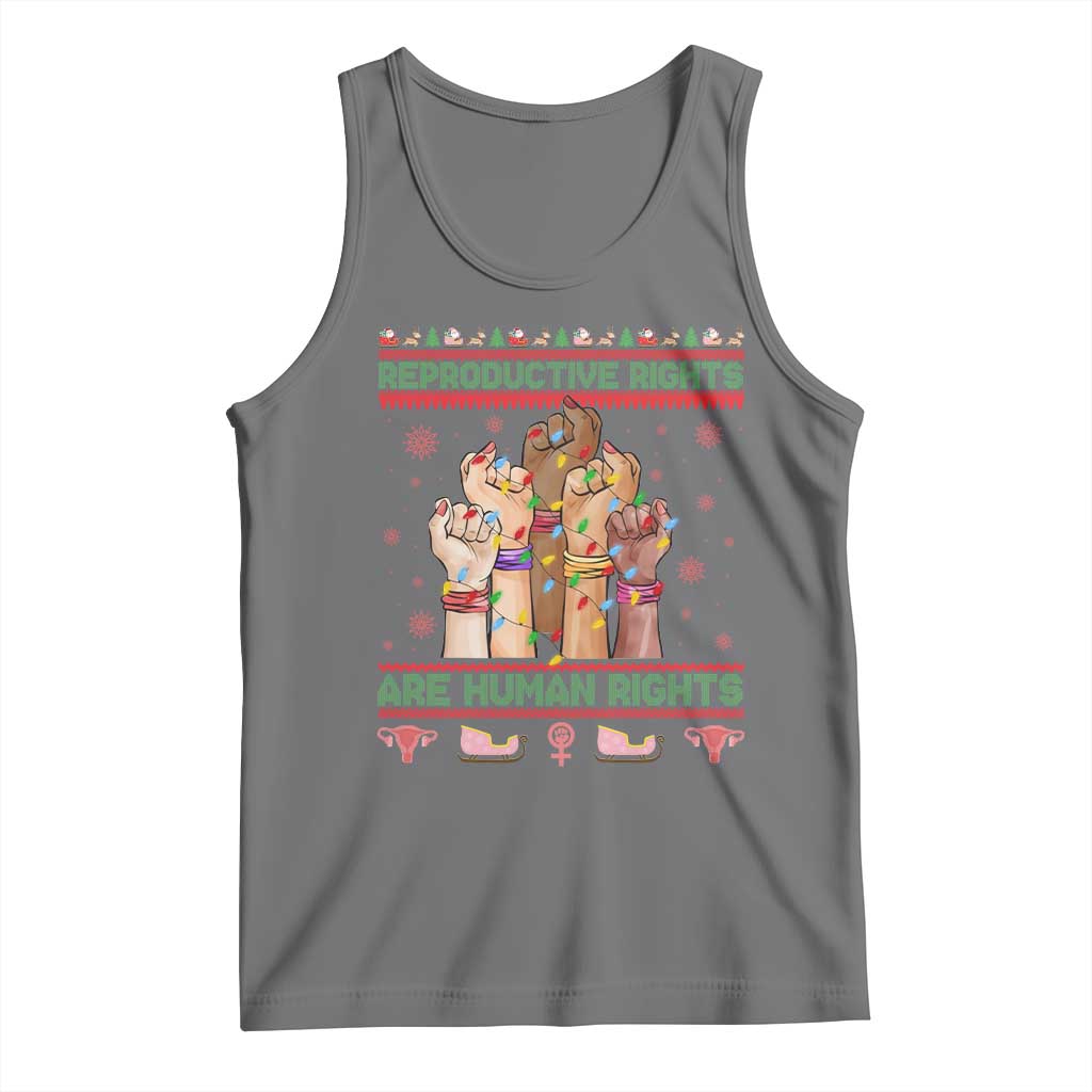 Ugly Christmas Feminist Raccoon Gift Tank Top Reproductive Rights Are Human Rights - Wonder Print Shop