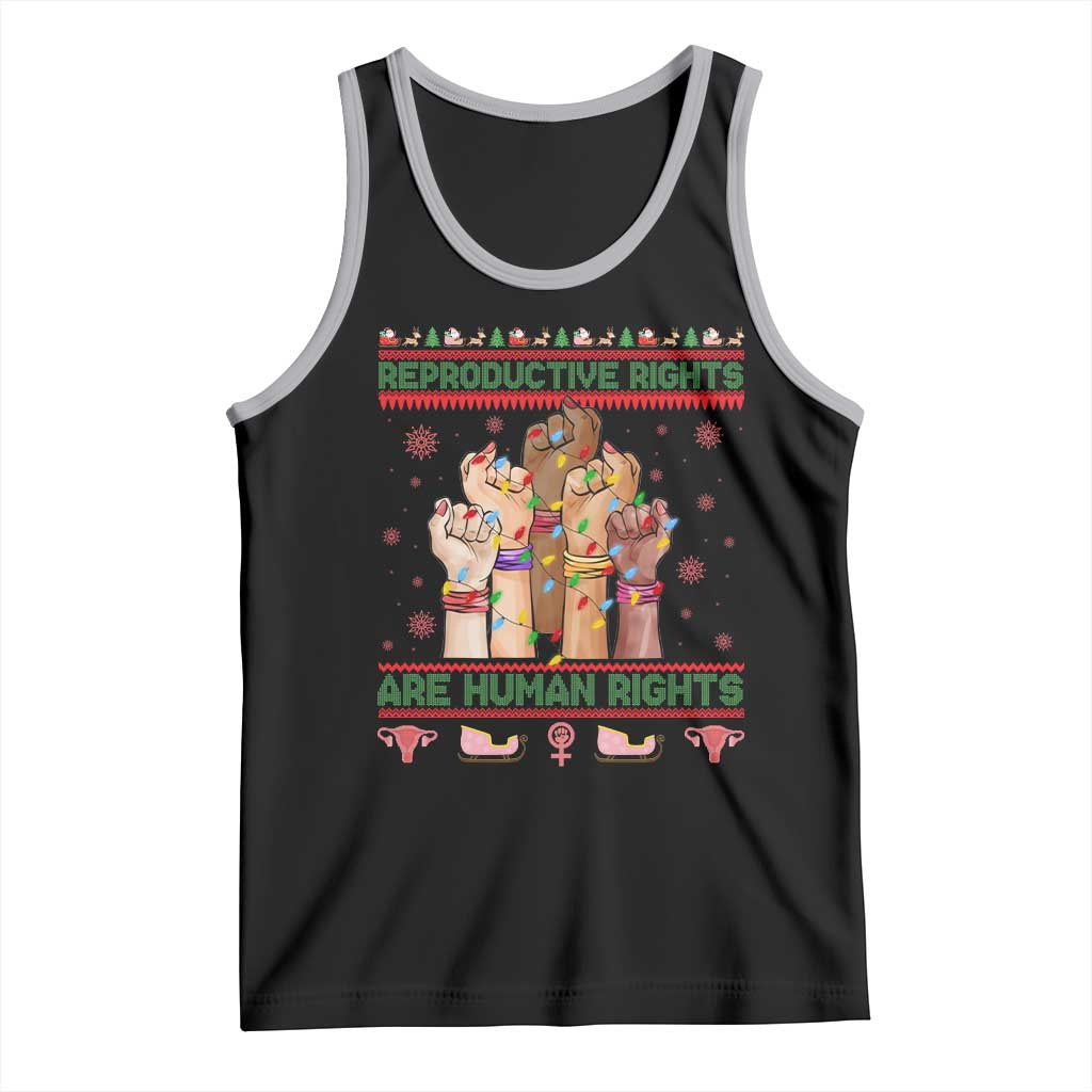 Ugly Christmas Feminist Raccoon Gift Tank Top Reproductive Rights Are Human Rights - Wonder Print Shop