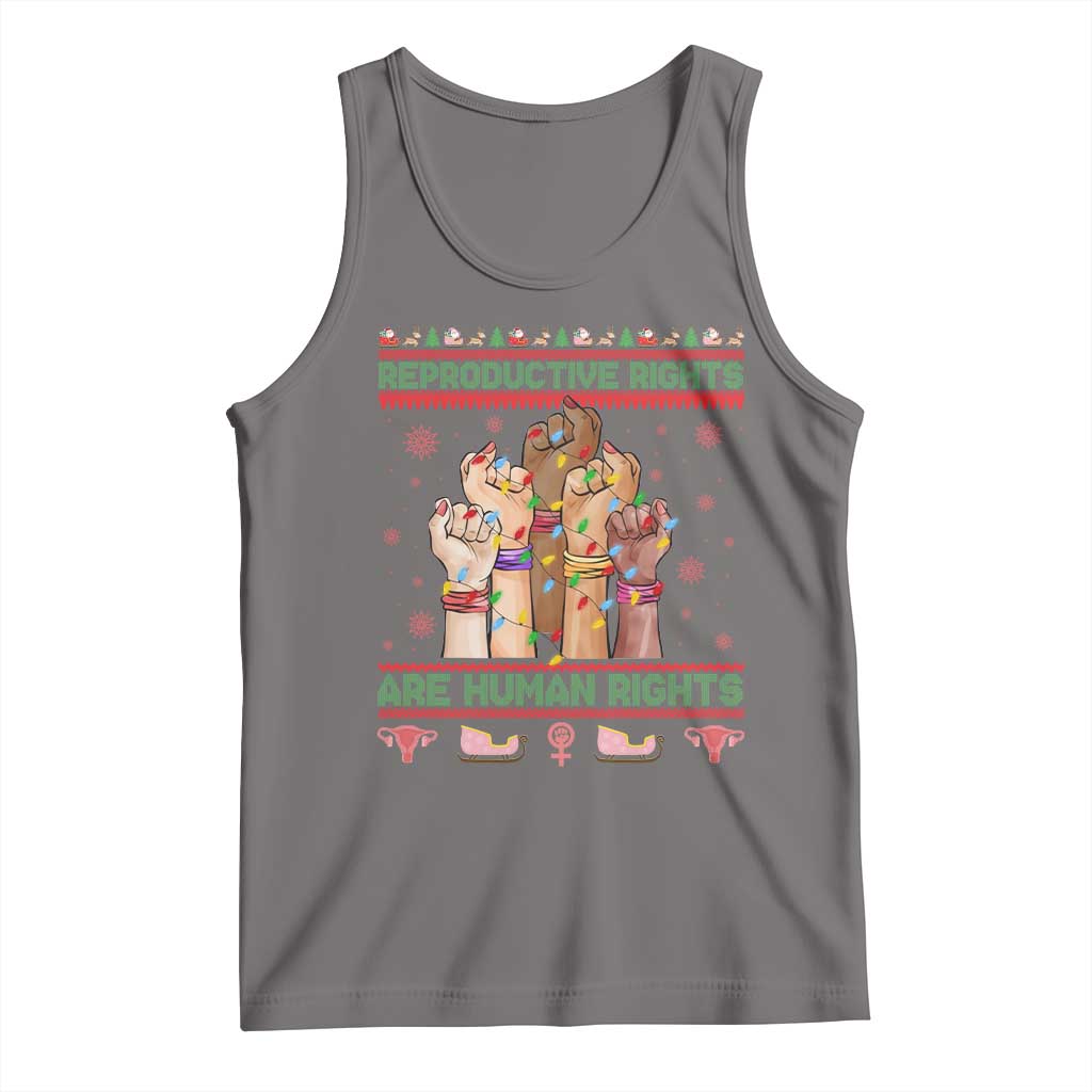 Ugly Christmas Feminist Raccoon Gift Tank Top Reproductive Rights Are Human Rights - Wonder Print Shop