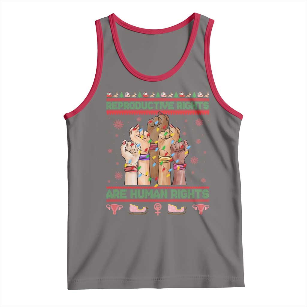 Ugly Christmas Feminist Raccoon Gift Tank Top Reproductive Rights Are Human Rights - Wonder Print Shop
