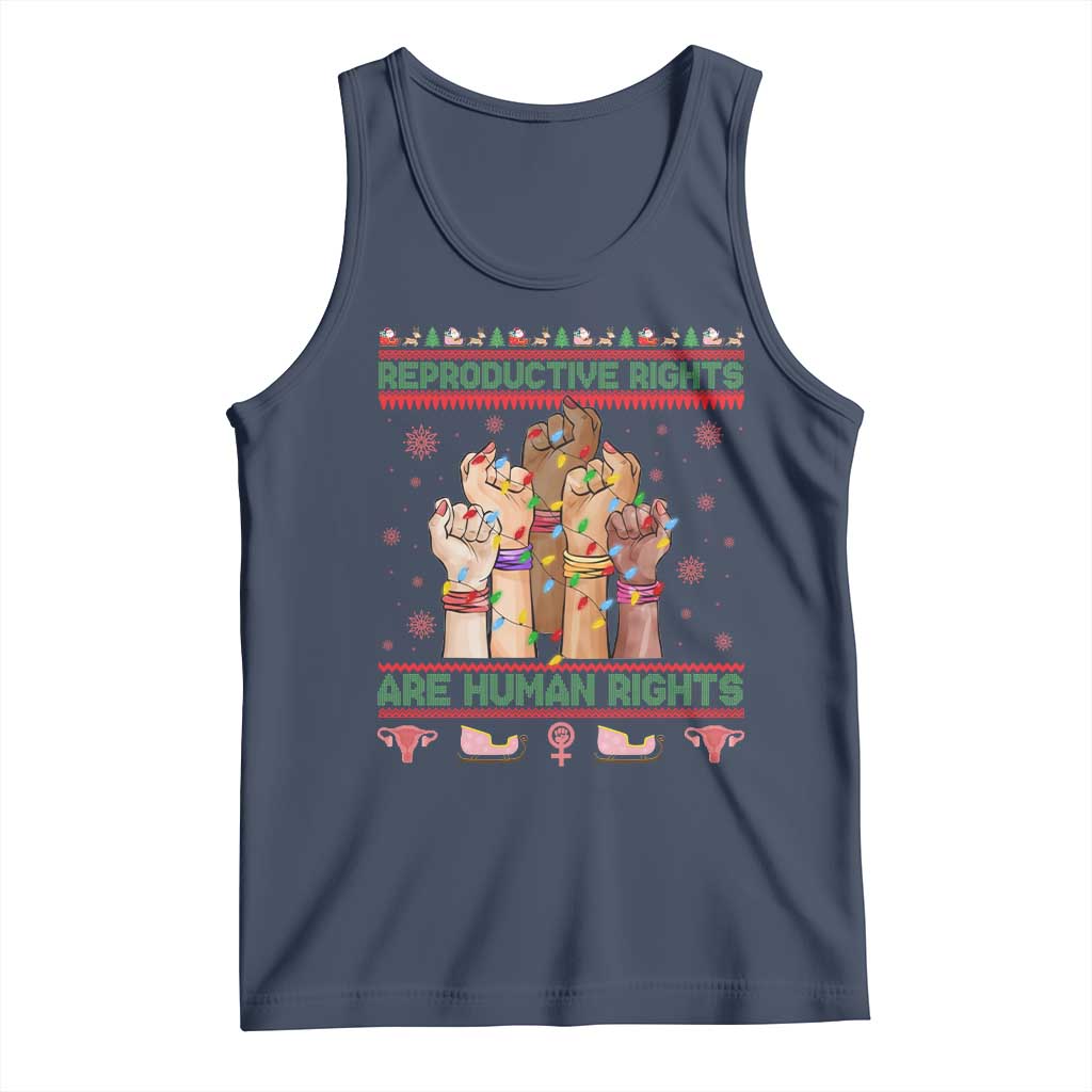 Ugly Christmas Feminist Raccoon Gift Tank Top Reproductive Rights Are Human Rights - Wonder Print Shop