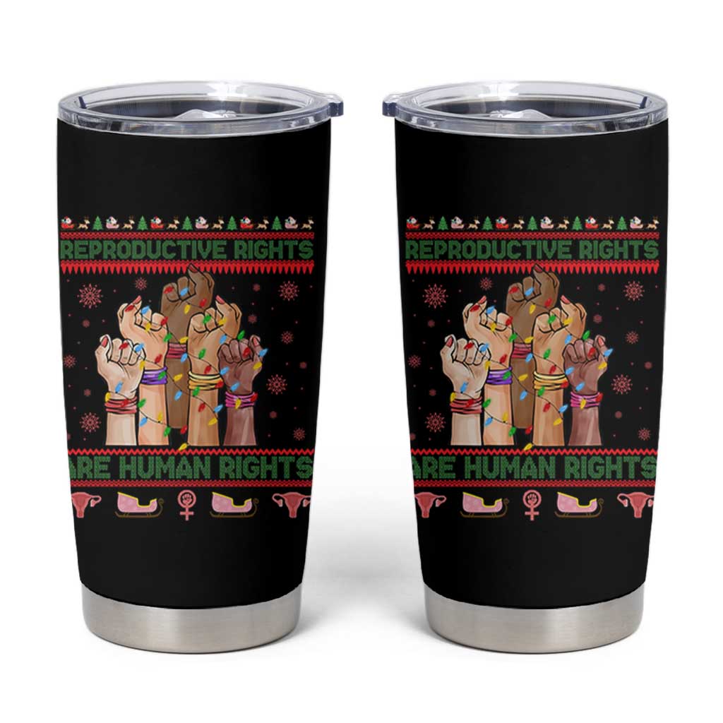Ugly Christmas Feminist Raccoon Gift Tumbler Cup Reproductive Rights Are Human Rights - Wonder Print Shop