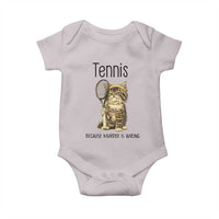 Funny Cat Plays Tennis Baby Onesie Because Murder Is Wrong - Wonder Print Shop