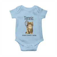 Funny Cat Plays Tennis Baby Onesie Because Murder Is Wrong - Wonder Print Shop