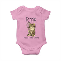 Funny Cat Plays Tennis Baby Onesie Because Murder Is Wrong - Wonder Print Shop