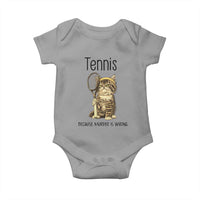 Funny Cat Plays Tennis Baby Onesie Because Murder Is Wrong - Wonder Print Shop