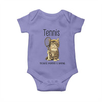 Funny Cat Plays Tennis Baby Onesie Because Murder Is Wrong - Wonder Print Shop