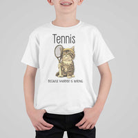Funny Cat Plays Tennis T Shirt For Kid Because Murder Is Wrong - Wonder Print Shop