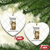Funny Cat Plays Tennis Ceramic Ornament Because Murder Is Wrong - Wonder Print Shop