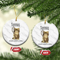 Funny Cat Plays Tennis Ceramic Ornament Because Murder Is Wrong - Wonder Print Shop