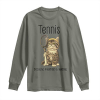 Funny Cat Plays Tennis Long Sleeve Shirt Because Murder Is Wrong - Wonder Print Shop