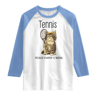 Funny Cat Plays Tennis Raglan Shirt Because Murder Is Wrong - Wonder Print Shop