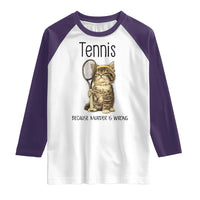 Funny Cat Plays Tennis Raglan Shirt Because Murder Is Wrong - Wonder Print Shop