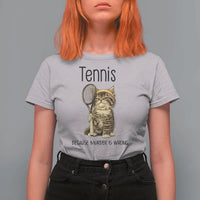 Funny Cat Plays Tennis T Shirt For Women Because Murder Is Wrong - Wonder Print Shop