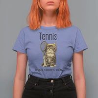Funny Cat Plays Tennis T Shirt For Women Because Murder Is Wrong - Wonder Print Shop