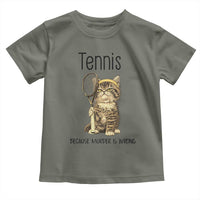 Funny Cat Plays Tennis Toddler T Shirt Because Murder Is Wrong - Wonder Print Shop