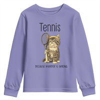Funny Cat Plays Tennis Youth Sweatshirt Because Murder Is Wrong - Wonder Print Shop