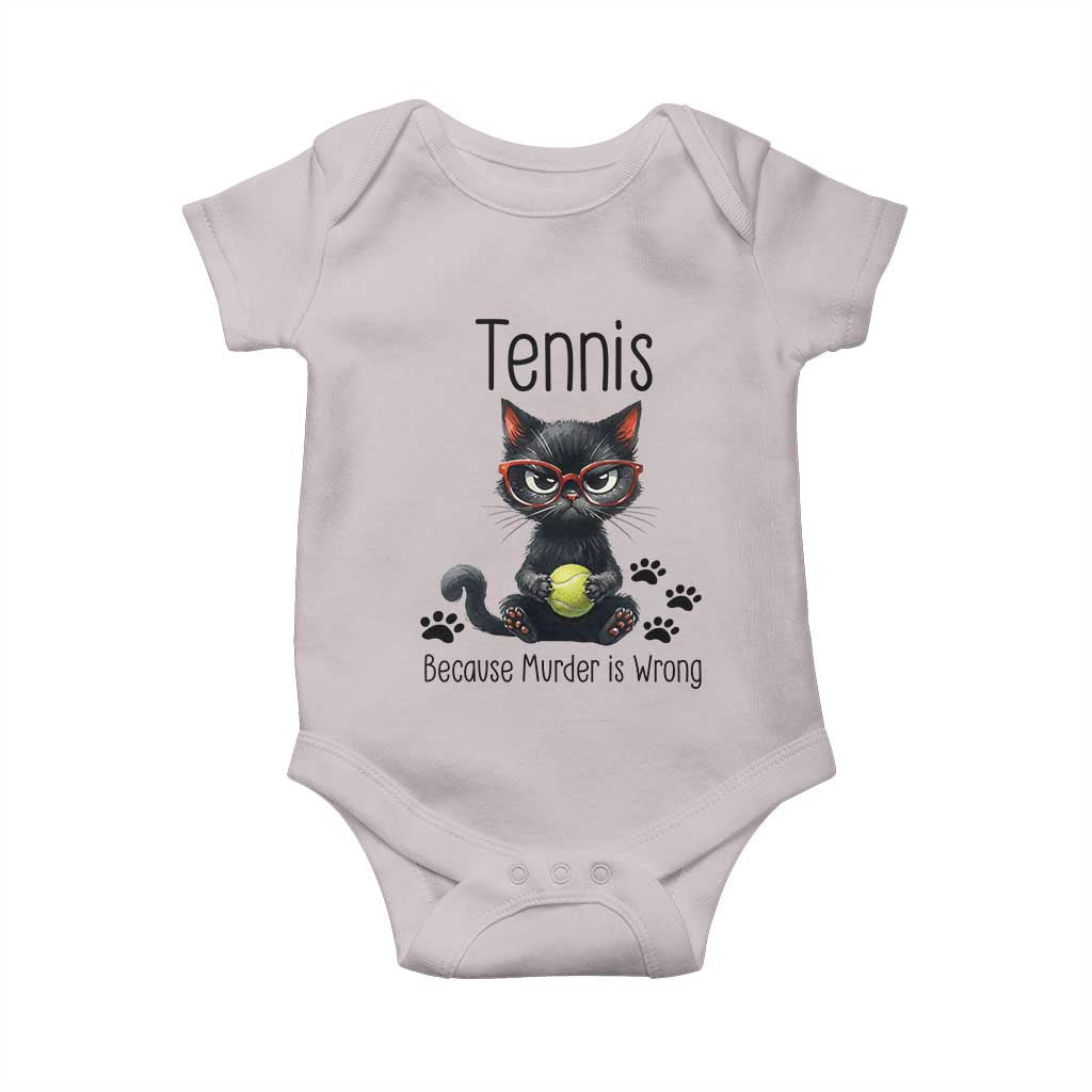 Funny Tennis Cat Gift Baby Onesie Because Murder Is Wrong - Wonder Print Shop