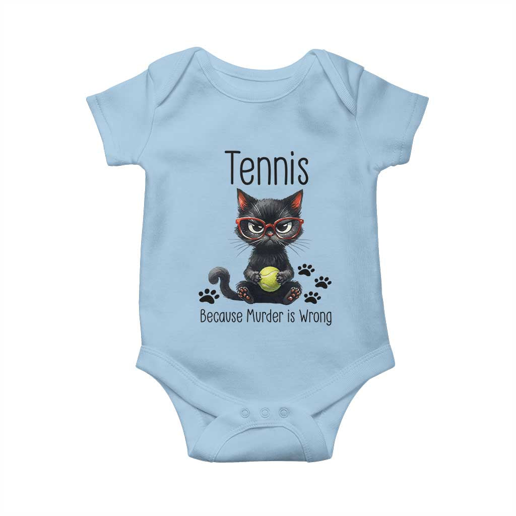 Funny Tennis Cat Gift Baby Onesie Because Murder Is Wrong - Wonder Print Shop